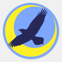 Rabe Mond Halbmond raven moon crescent Runder Sticker
