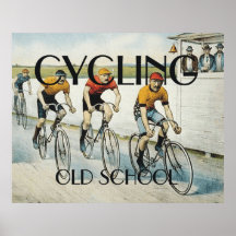 Radfahrende alte Spitzenschule Poster