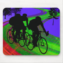 Radfahrentrio auf Band-Straße Mousepads