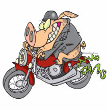 Radfahrerschweinschweinmotorrad-Fahrrad-Cartoon Photostatue