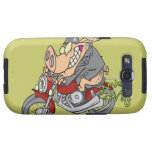 Radfahrerschweinschweinmotorrad-Fahrrad-Cartoon Galaxy SIII Hüllen