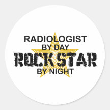 Radiologe-Rockstar bis zum Nacht Runder Sticker