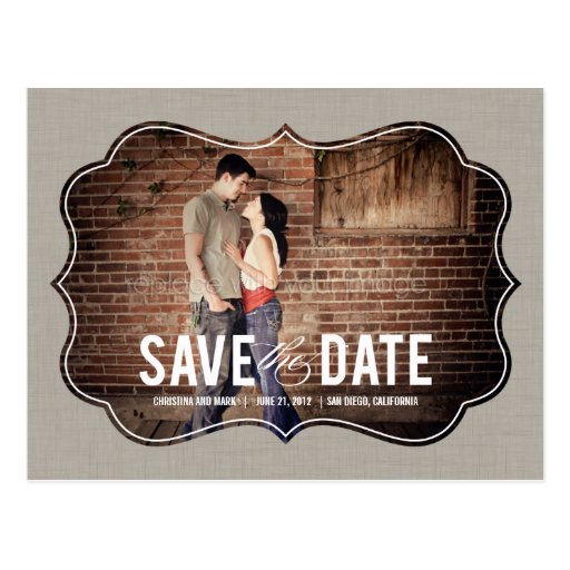 Raffinierte Eleganz-Save the Date Postkarte - kaki