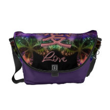 Rainbow Fractal Chinese Love Symbol Courier Bag
