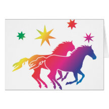 Rainbow Horse Couple Karte