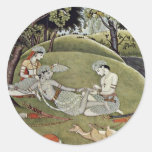 Rama und Sata im Wald durch Indischer Maler Von Runde Sticker