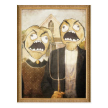 Raserei-Gesicht Meme stellen Comic-noble Malerei g Postkarte