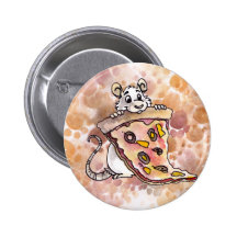 Ratte mit Pizza-Knopf Anstecknadelbutton