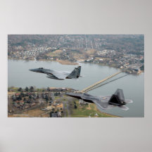 Raubvogel F-22 und F-15 Eagle Plakatdruck