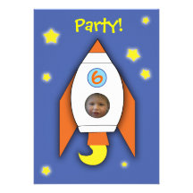 Raumraketen-Jungenfoto-Party Einladung