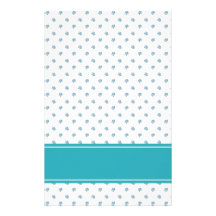 Rayas del Aquamarine y flores azules claras Papeleria