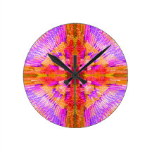 Rays pink orange wanduhr