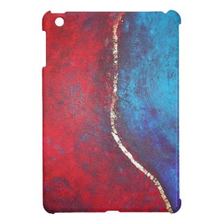 Red and Blue with Gold Philip Bowman Abstract Art Cover For The iPad Mini