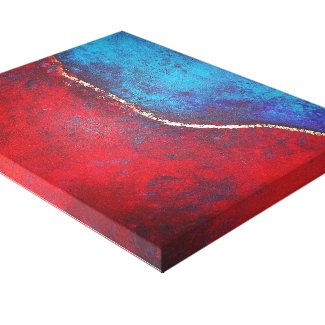Red and Blue with Gold Philip Bowman Abstract Art Canvas Print