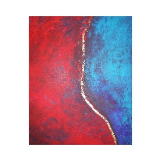 Red and Blue with Gold Philip Bowman Abstract Art Canvas Print