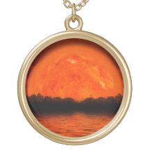 Red and Orange Sky with Water Reflecting Custom Necklace