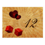 red dice Vintage Vegas table numbers postkarten