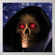 Red eye skull posters