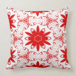 Red Flower and Stripes Pillow kissen
