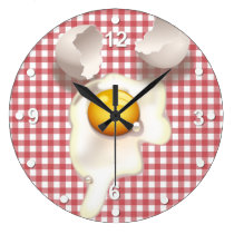 Red Gingham Cracked Egg Kitchen Wall Clock wanduhren