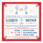 Red - Nautical Seahorse Wedding Invitation einladungen