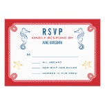 Red - Nautical Seahorse Wedding RSVP einladungen