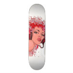 Redhead in Headphones Skateboard