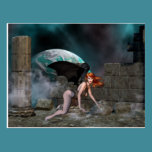 Redheaded Vampress 1 - Fantasie-/Vampirs-Postkarte postkarten