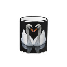 Reflexionen der Liebe, Herz-Form, weiße Schwäne Kaffeetasse