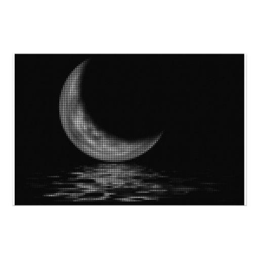 Reflexions-sichelförmiges Mond-Schwarzes u. Weiß Druckpapier