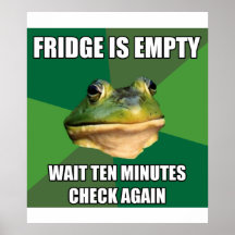 Regelwidriger Bachel Frosch-leerer Kühlschrank Plakate