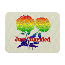Regenbogen-Blumen-Heirat Recchteckiger Magnet