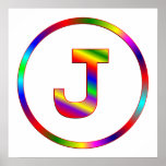 Regenbogen des Buchstabe-J Posterdruck