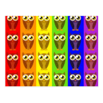 Regenbogen-Eulen-Postkarte postkarten