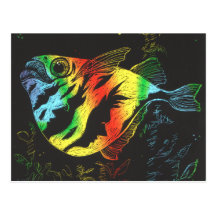 Regenbogen-Fischpostkarte - horizontales Format