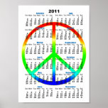 Regenbogen-Friedenszeichen-Wandkalender-Plakat 201