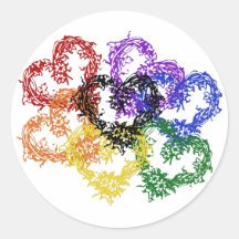 Regenbogen gesponnene Herzen Runder Aufkleber