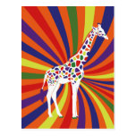 Regenbogen-Giraffen-Kunst Postkarte
