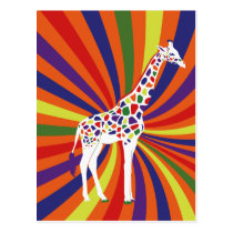 Regenbogen-Giraffen-Kunst postkarten