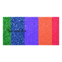 Regenbogen-Glitter Photo Grußkarte