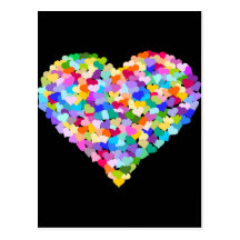 Regenbogen-HerzConfetti Postkarte