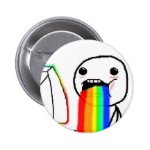 Regenbogen kotzen Comic-Gesicht Button