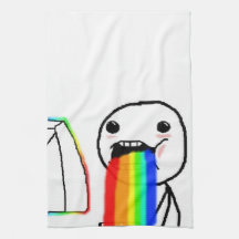 Regenbogen kotzen Comic-Gesicht Küchenhandtuch