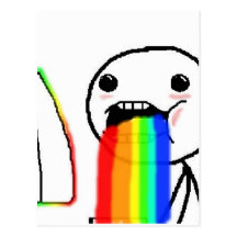 Regenbogen kotzen Comic-Gesicht Postkarten