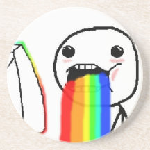 Regenbogen kotzen Comic-Gesicht Getränke Untersetzer