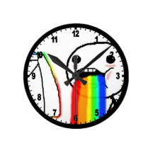 Regenbogen kotzen Comic-Gesicht Wanduhren