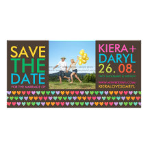 Regenbogen-Liebe-Herz-Save the Date Foto-Karte Bilderkarte
