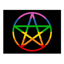 Regenbogen-Pentagramm Postkarte