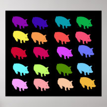 Regenbogen-Schweine Plakat