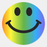 Regenbogen-smiley Runde Aufkleber